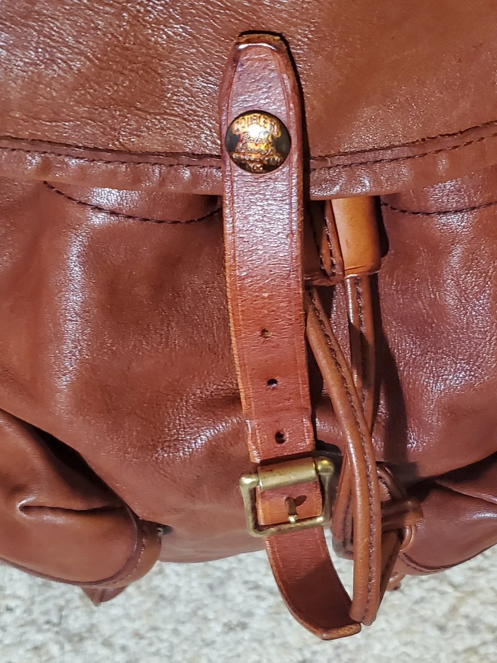 Ralph Lauren Double RL Brown Leather Backpack